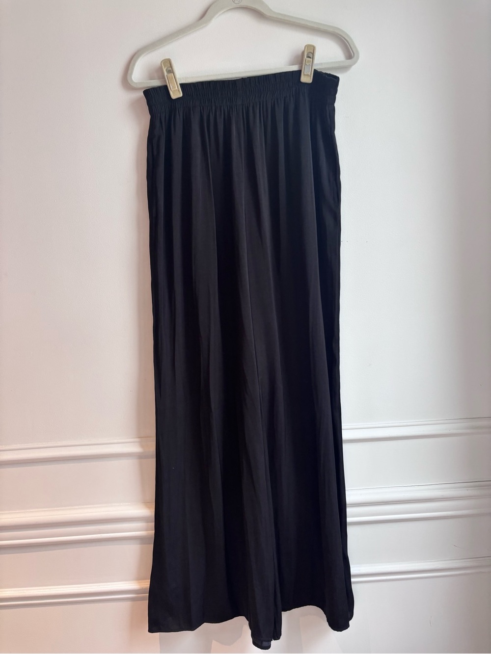 Zara Black Maxi Satin Pants Size M